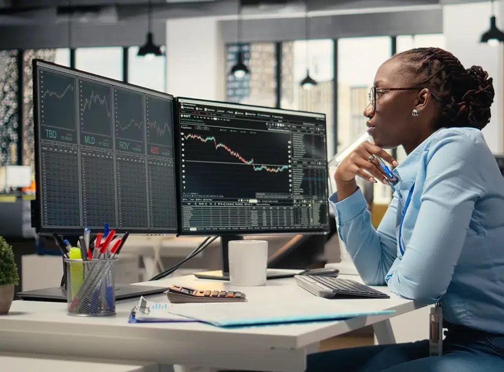 Person looking at the stock market