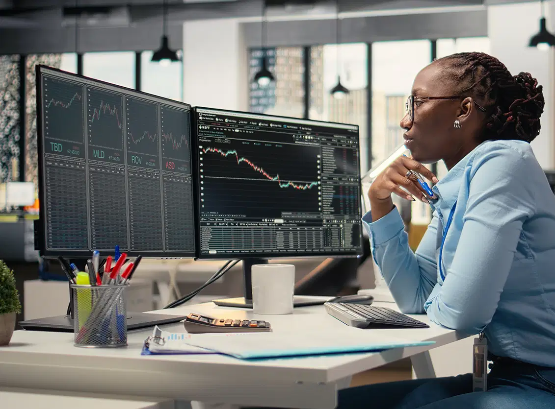 Person looking at the stock market